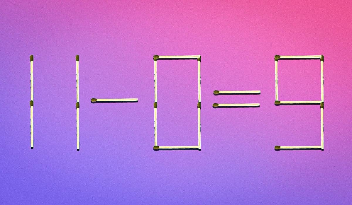 Pour que l'éqion soit correcte, vous devez prendre l'allumette supérieure gauche du chiffre 9 et la placer au milieu du chiffre 0. Cela transformera le chiffre 9 en 3 et le chiffre 0 en 8. Nous obtenons ainsi l'éqion correcte : 11 - 8 = 3.collage Moje